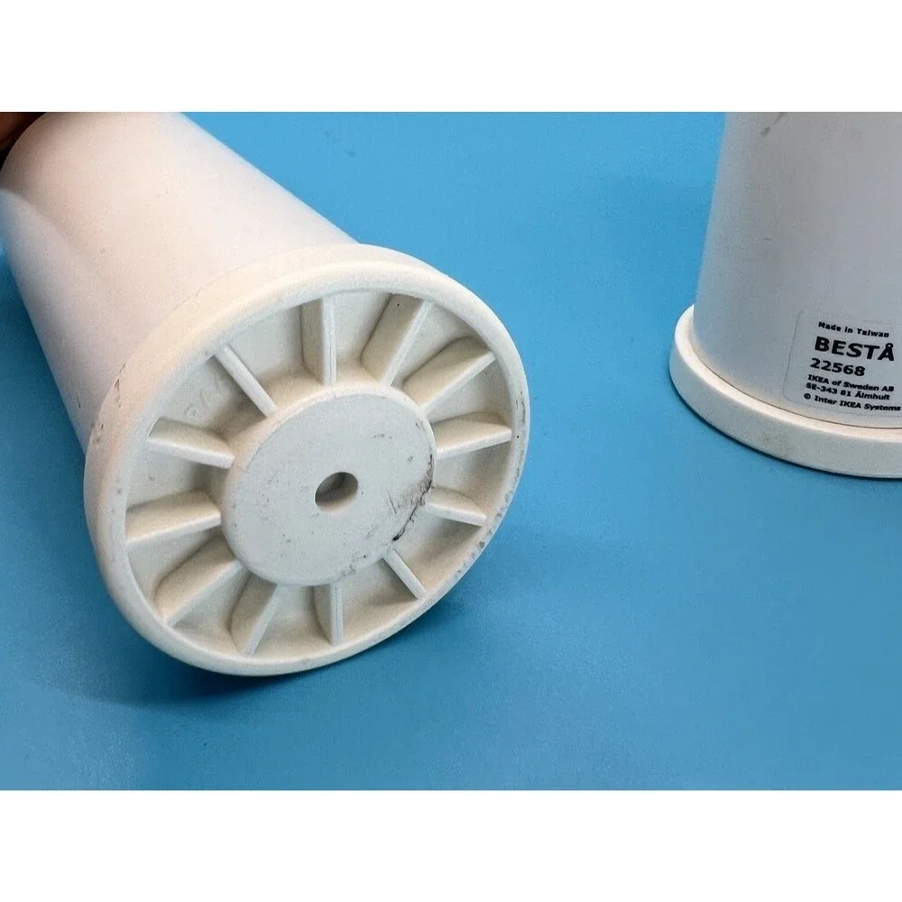 2 Discontinued Ikea Besta Cylinder Legs White Round 1348 for table cabinet